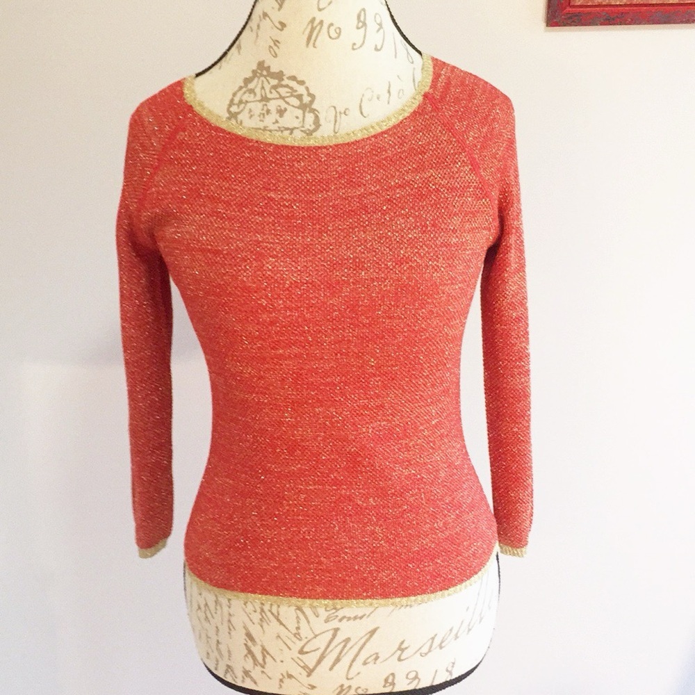 Banana Republic Silk Blend Orange and Gold Women's Sweater Small